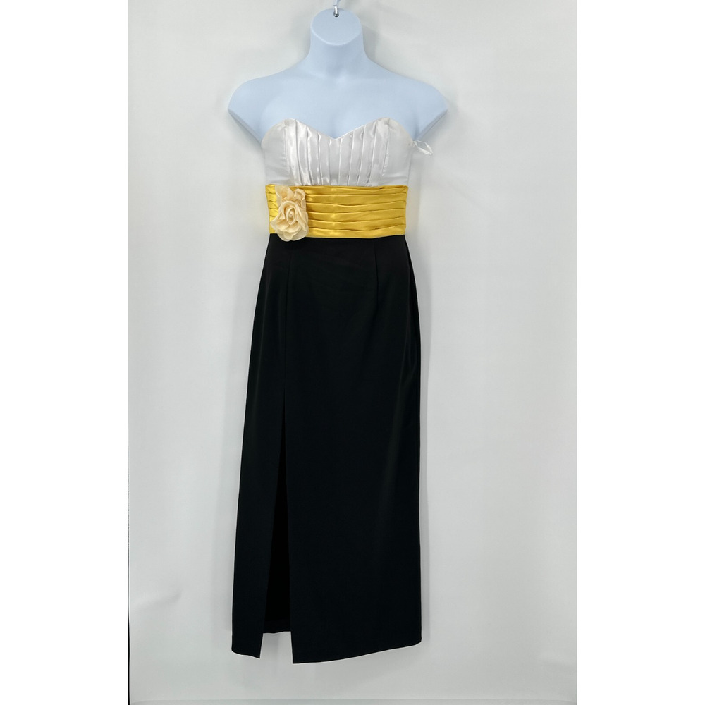 Jessica McClintock Gunne Sax Dress 7 Vintage Glam Strapless Satin 90s Formal*‎